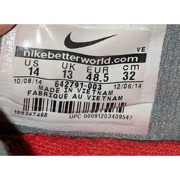 Nike Mens Flex 2014 Gray Red Lace Up Running Shoes Size 14 Sneakers 642791-003 - Picture 9 of 10